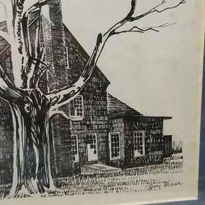 Wall Art - Ink Drawing Old House Matted Framed Wall Art - Ink Drawing Old House Matted Framed